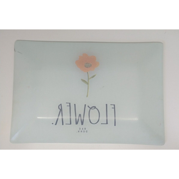 Frosted Glass Rae Dunn Tray Platter "FLOWER" - 11.5 X 7.5” - Picture 3 of 7